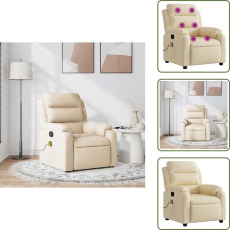 Asiento de masaje - vidaXL Sillón de masaje reclinable de tela crema - Ergonomía