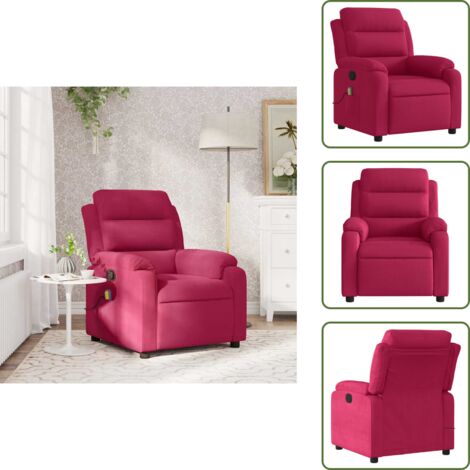 Asiento de terciopelo - vidaXL Sillón de masaje reclinable de terciopelo vino tinto - Masaje sin calor