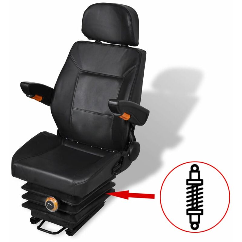

Asiento de tractor con suspensión - Negro