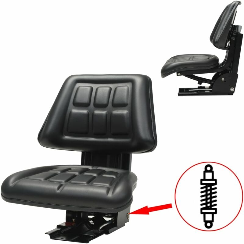 

Asiento de tractor con suspensión negro - Negro - Vidaxl