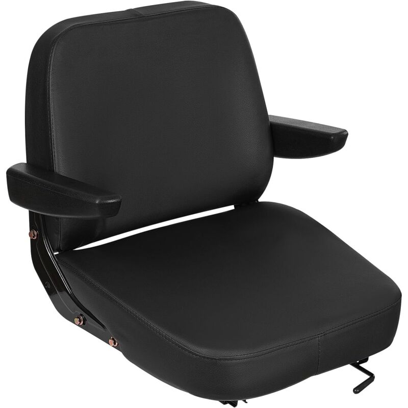 Asiento de tractor universal para carretilla elevadora con respaldo regulable y reposabrazos en esponja PU y piel sintética PVC, desmontable, fácil
