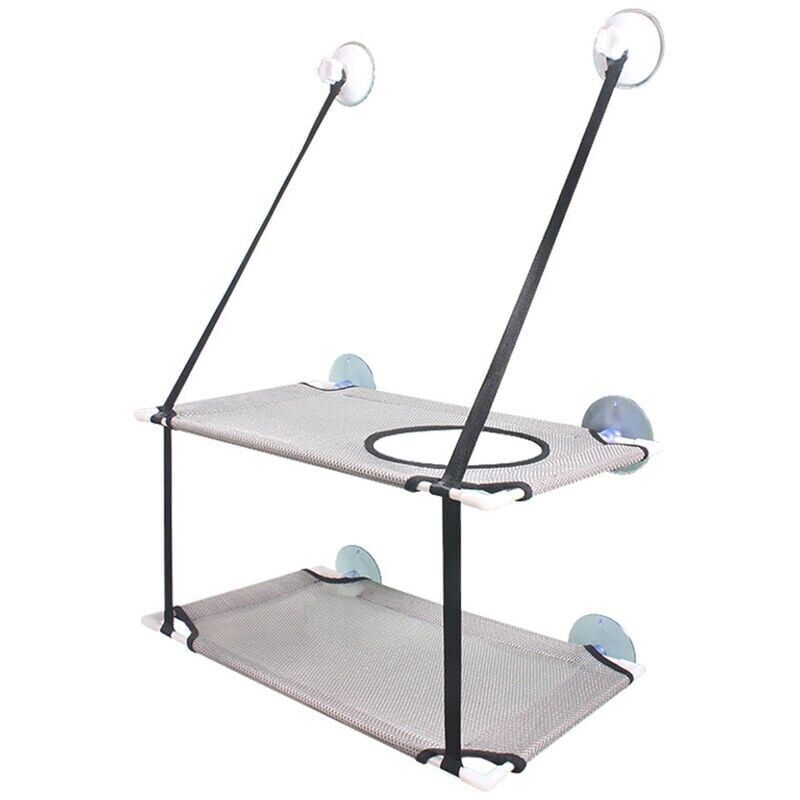 SNQ - Asiento de ventana para gatos, hamaca para gatos, asiento de ventana doble grande, percha de seguridad duradera para montar en la ventana que