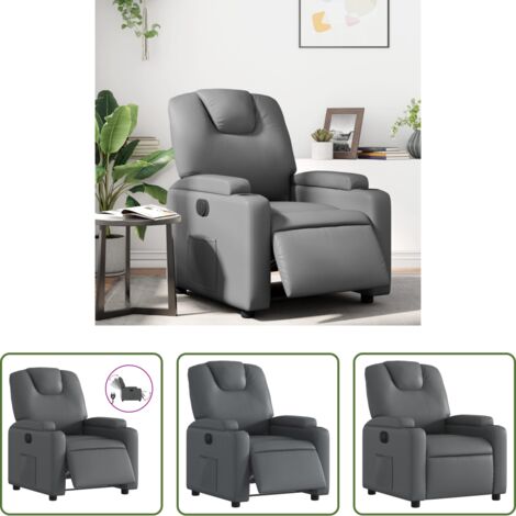 Asiento eléctrico -  Sillón reclinable eléctrico de cuero sintético gris
