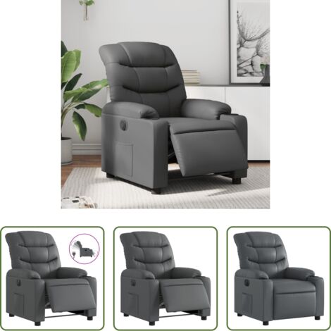 Asiento eléctrico -  Sillón reclinable eléctrico de cuero sintético gris