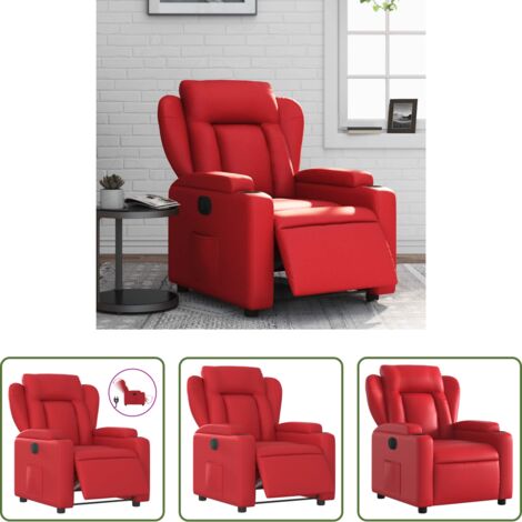 Asiento eléctrico -  Sillón reclinable eléctrico de cuero sintético rojo