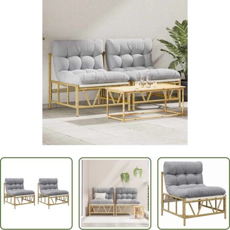 Asiento exterior -  Silla de Jardín 2 pcs Gris claro 75 x 75 x 71 cm Acero