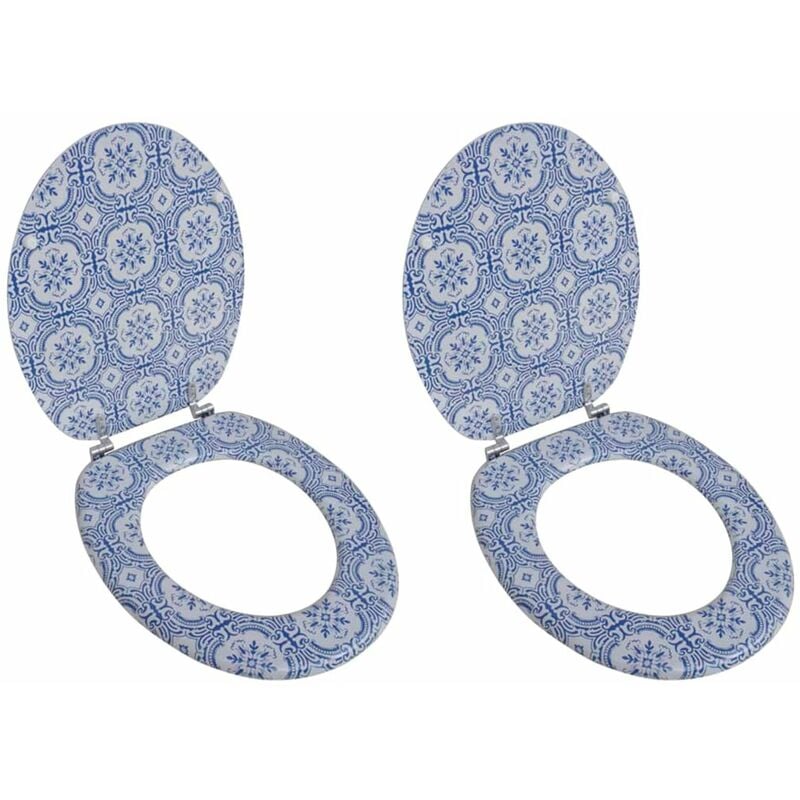 

Happyshopping - Asiento inodoro con tapa 2 uds MDF porcelana