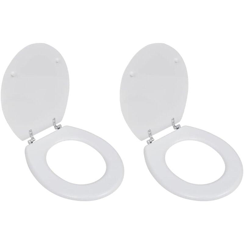 

Happyshopping - Asiento inodoro con tapas 2 piezas MDF blanco