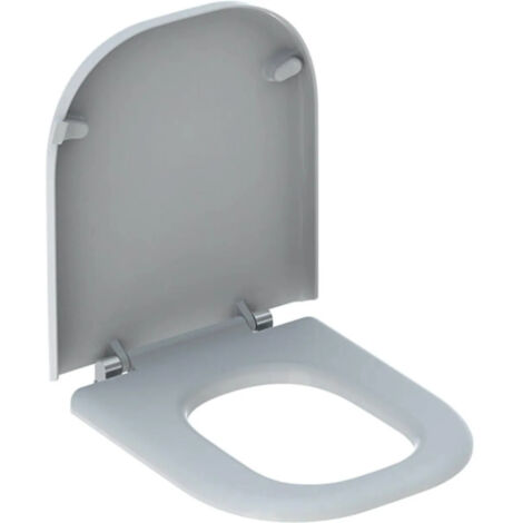 Asiento inodoro Geberit Renova Comfort, apto para personas con movilidad reducida, rectangular, cierre estándar, fijación desde abajo, Blanco