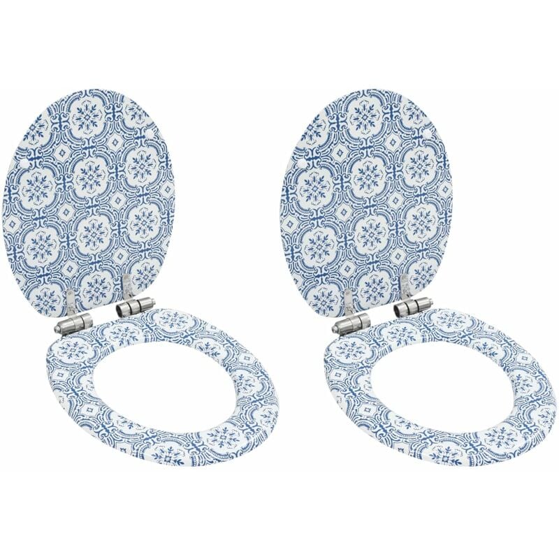 

Asiento inodoro WC 2 uds tapa cierre suave MDF diseño porcelana - Azul
