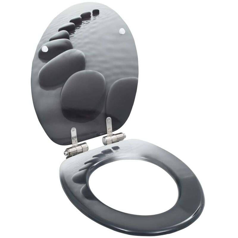 

Asiento inodoro WC con tapa de cierre suave MDF diseño piedras