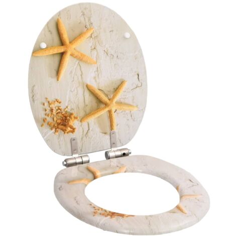 Asiento inodoro WC con tapa de cierre suave MDF estrella de mar