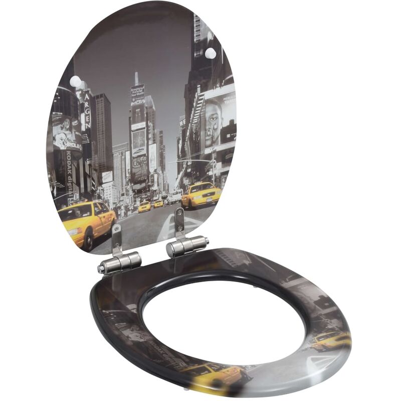 

Asiento inodoro WC tapa de cierre suave MDF diseno Nueva York