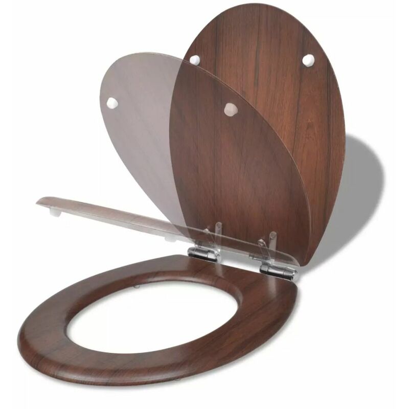 

Asiento inodoro WC tapa de cierre suave MDF marron