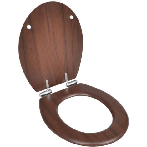 Asiento inodoro WC tapa de cierre suave MDF marrón