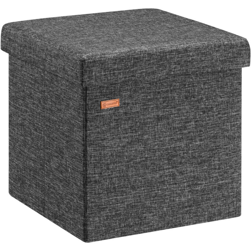 

Deuba Taburete con espacio de almacenamiento plegable cofre cubo con tapa 40L 38x38x38cm Imitación Cuero Lino MDF acolchado M - gris oscuro