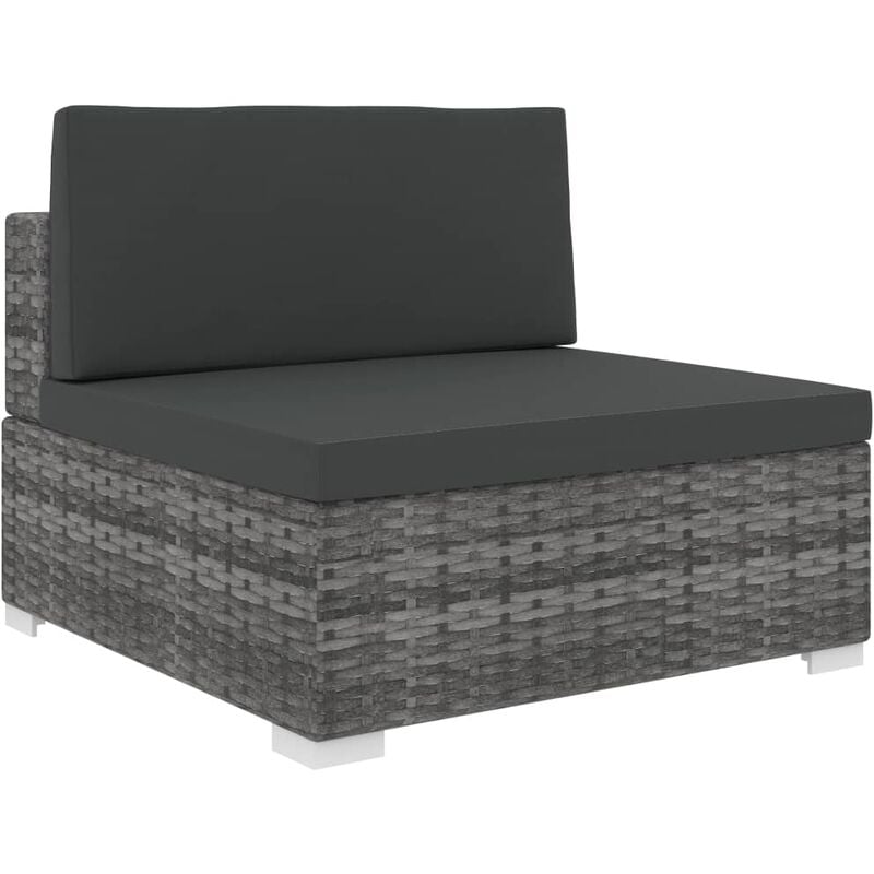 

Asiento seccional central con cojines 1ud ratán sintético gris