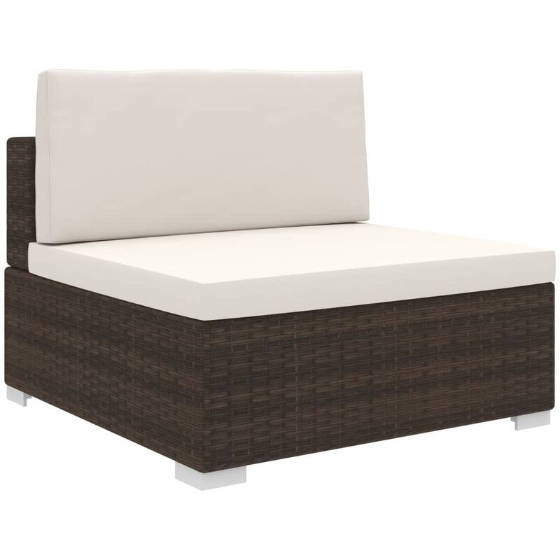 

Asiento seccional central y cojines 1 ud ratán sintético marrón