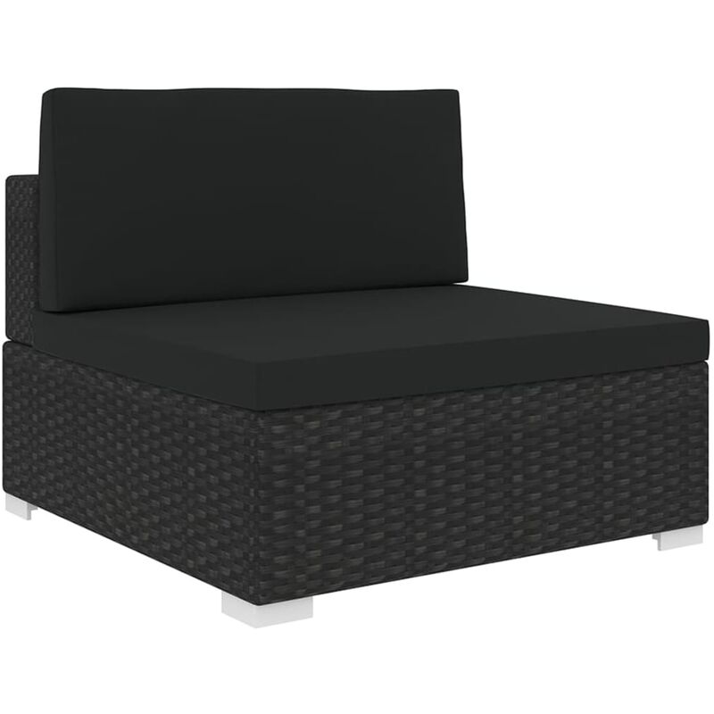 

Happyshopping - Asiento seccional central y cojines 1 ud ratan sintetico negro