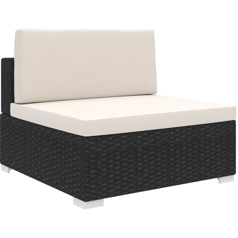 

Asiento seccional central y cojines 1 ud ratán sintético negro - Negro