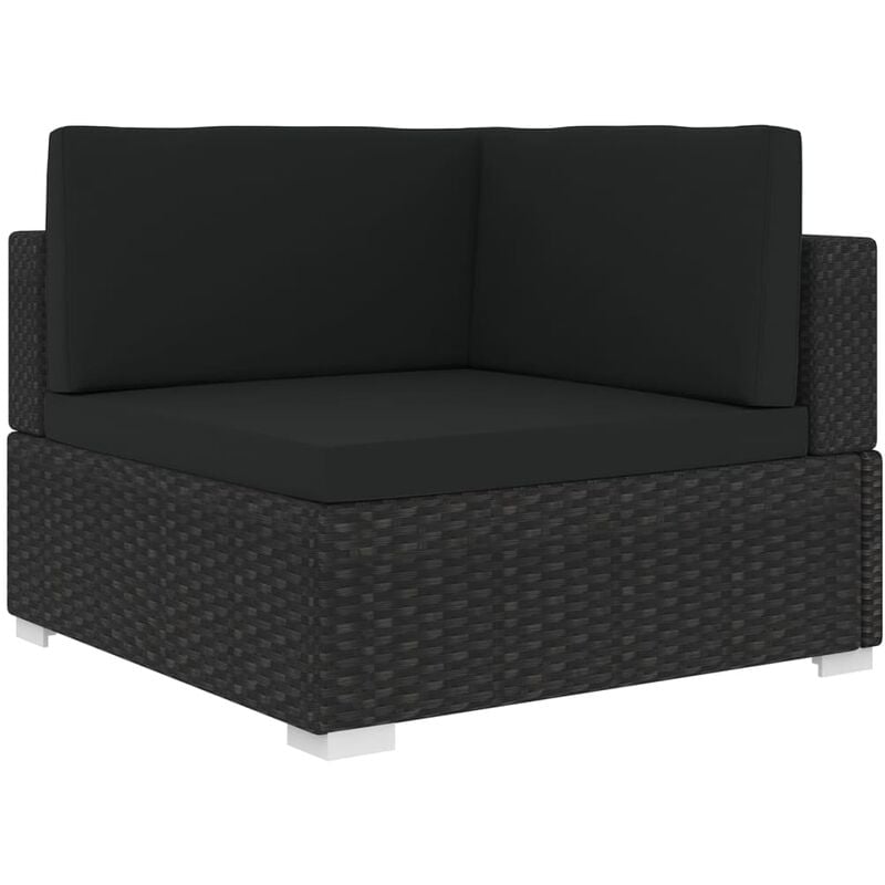 

Asiento seccional de esquina con cojines 1 ud ratan PE negro
