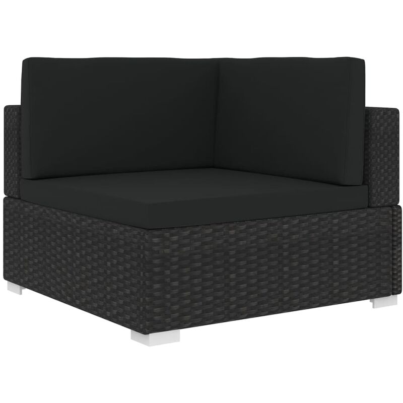 

Asiento seccional de esquina con cojines 1 ud ratán PE negro