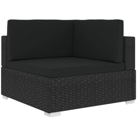 Asiento seccional de esquina con cojines 1 ud ratán PE negro