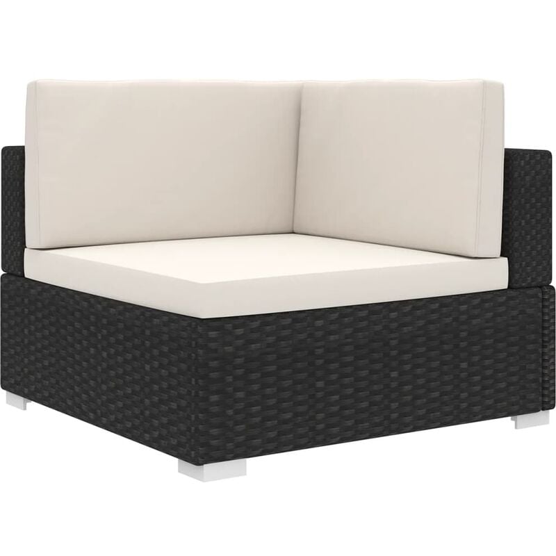 

Asiento seccional de esquina con cojines 1 uds ratán PE negro