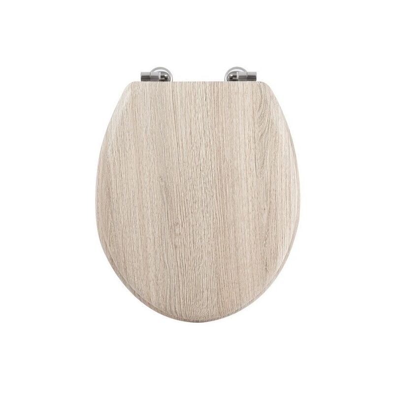 

M S V - MSV Asiento de inodoro MDF Parquet Beige - Bisagras Acero Inoxidable - Beige