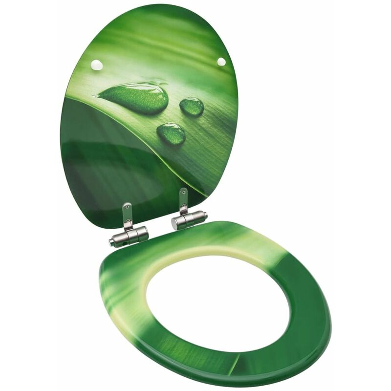 

Asiento WC tapa de cierre suave MDF verde diseno gotas de agua