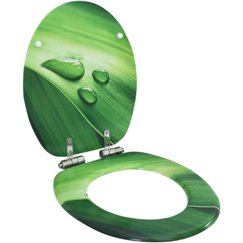 

vidaXL Asiento WC tapa de cierre suave MDF verde diseño gotas de agua - Verde