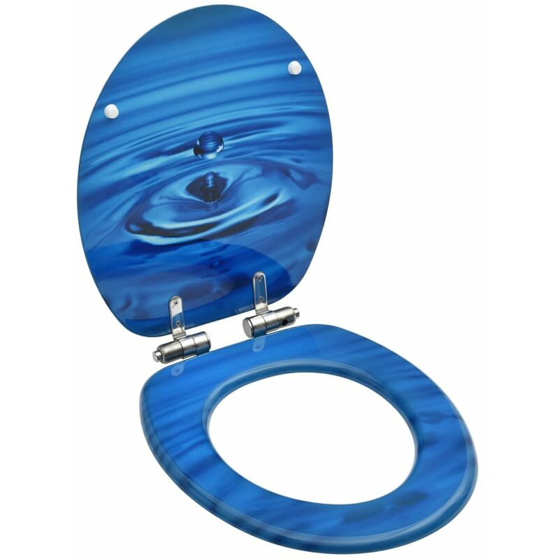 

Asiento WC y tapa de cierre suave MDF azul diseno gotas de agua