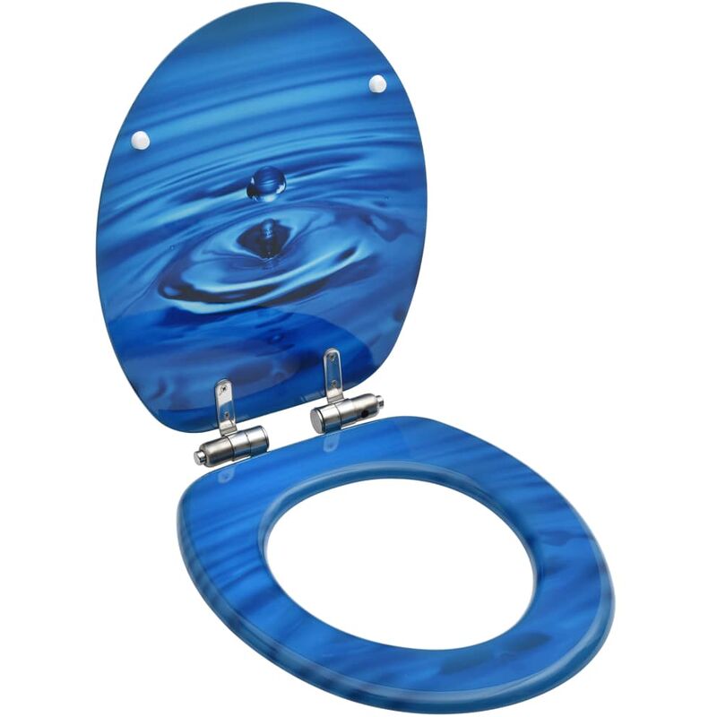 

Asiento WC y tapa de cierre suave MDF azul diseño gotas de agua - Azul