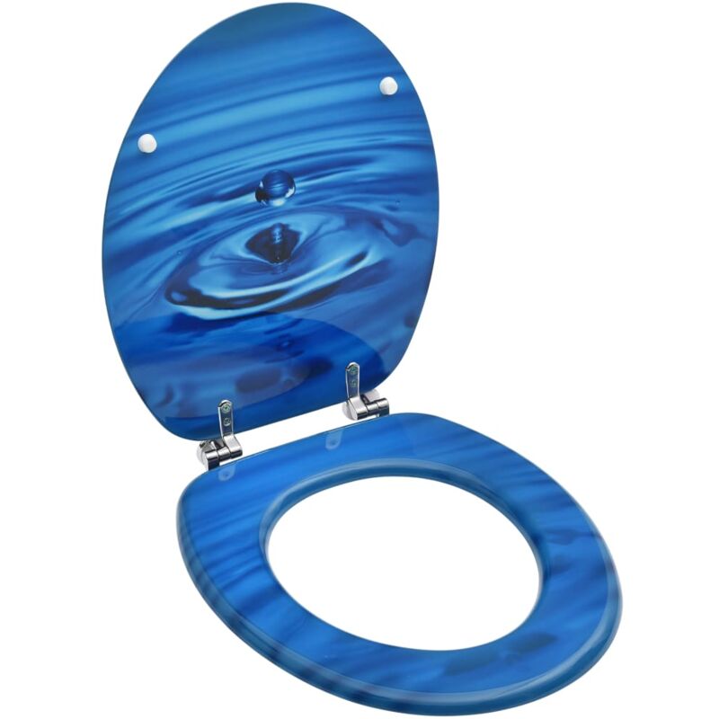 

vidaXL Asiento WC y tapa MDF azul diseño gotas de agua - Azul