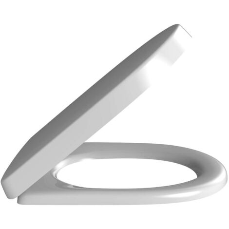 Asientos de inodoro, bisagras de acero inoxidable, Duroplast blanco