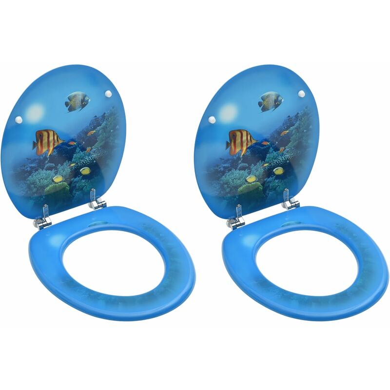 

Asientos de inodoro con tapa 2 uds MDF diseño fondo submarino
