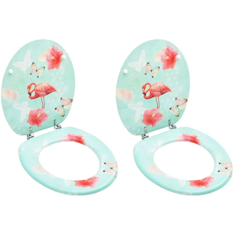 

vidaXL Asientos de inodoro con tapa 2 unidades MDF diseño de flamenco - Multicolor