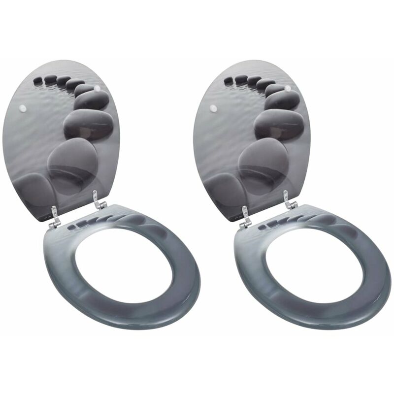 

Happyshopping - Asientos de inodoro con tapas 2 uds MDF piedras