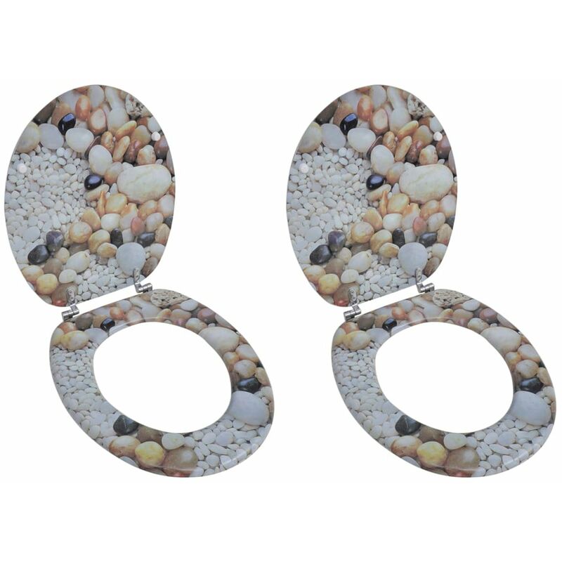 

Happyshopping - Asientos de inodoro con tapas 2 uds MDF piedras