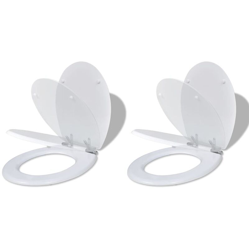 

Asientos de inodoro con tapas de cierre suave 2 uds MDF blanco