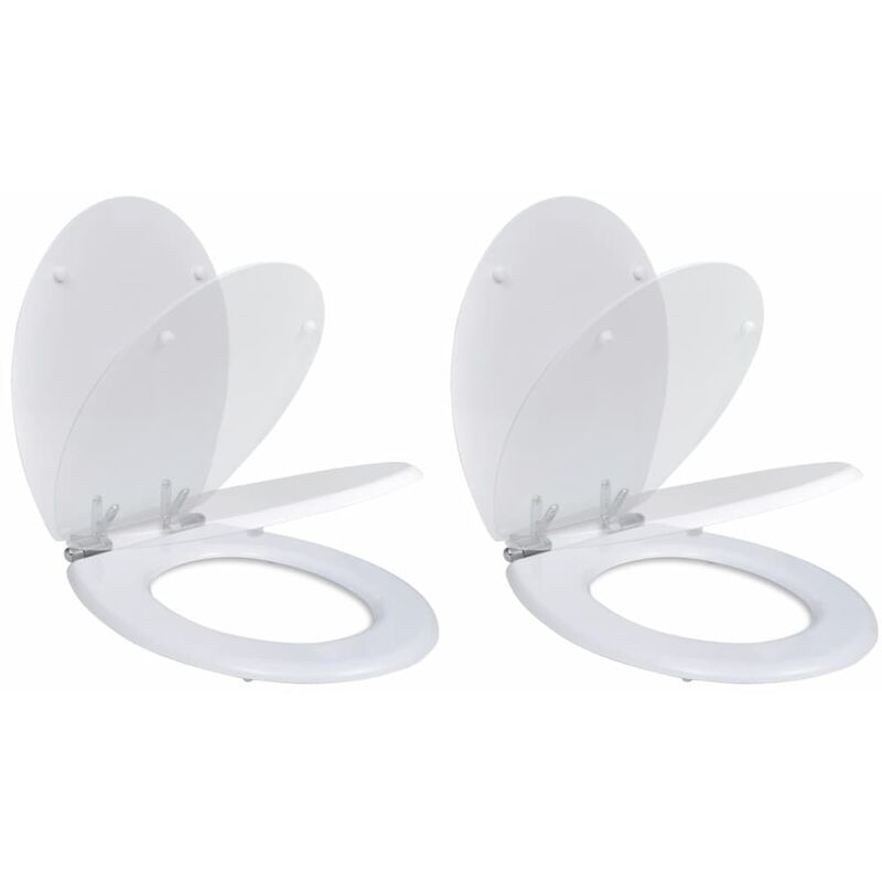 

Asientos de inodoro con tapas de cierre suave 2 uds MDF blanco