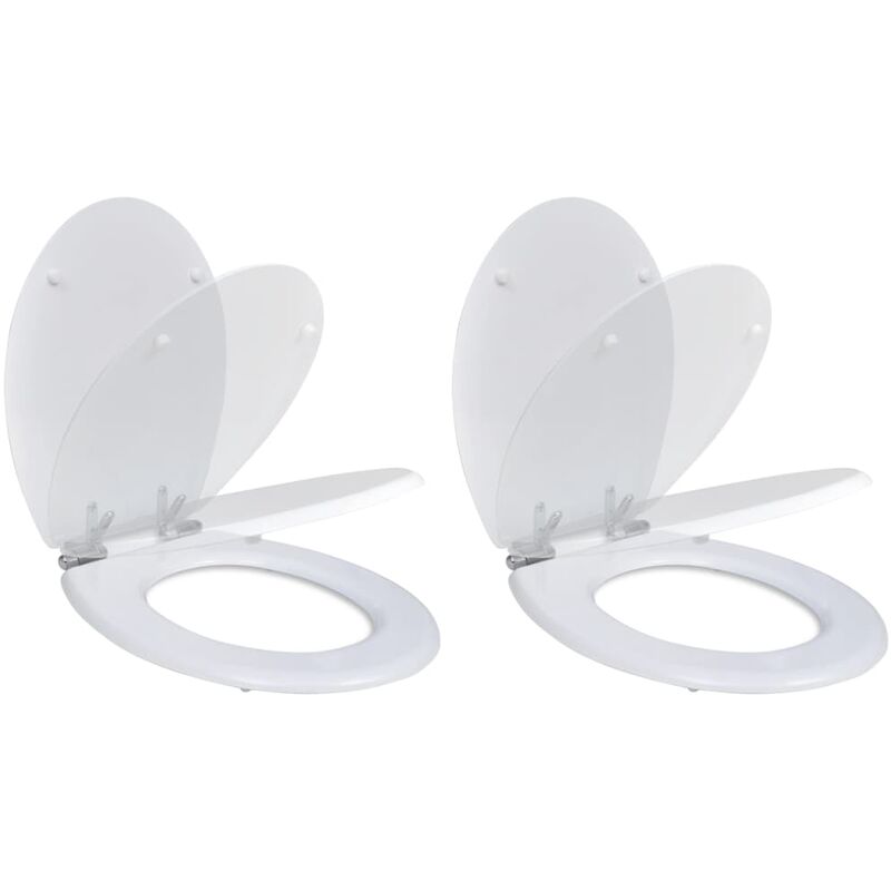 

Asientos de inodoro con tapas de cierre suave 2 uds MDF blanco - Blanco