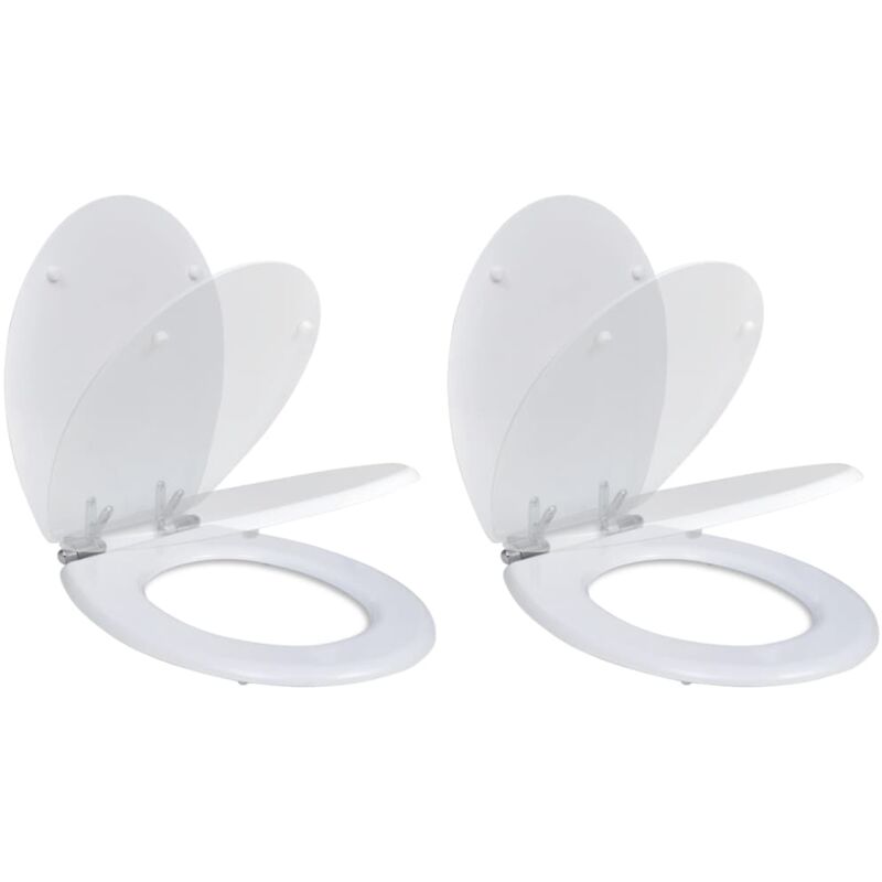 

vidaXL Asientos de inodoro con tapas de cierre suave 2 uds MDF blanco - Blanco