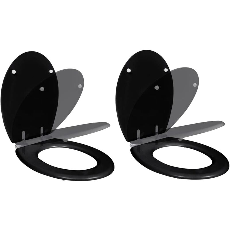 

Asientos de inodoro con tapas de cierre suave 2 uds MDF negro