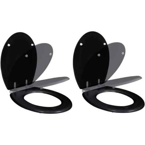 Asientos de inodoro con tapas de cierre suave 2 uds MDF negro