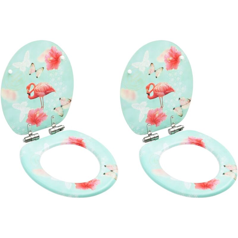 

Asientos de inodoro tapa cierre suave 2 uds MDF diseño flamenco - Multicolor