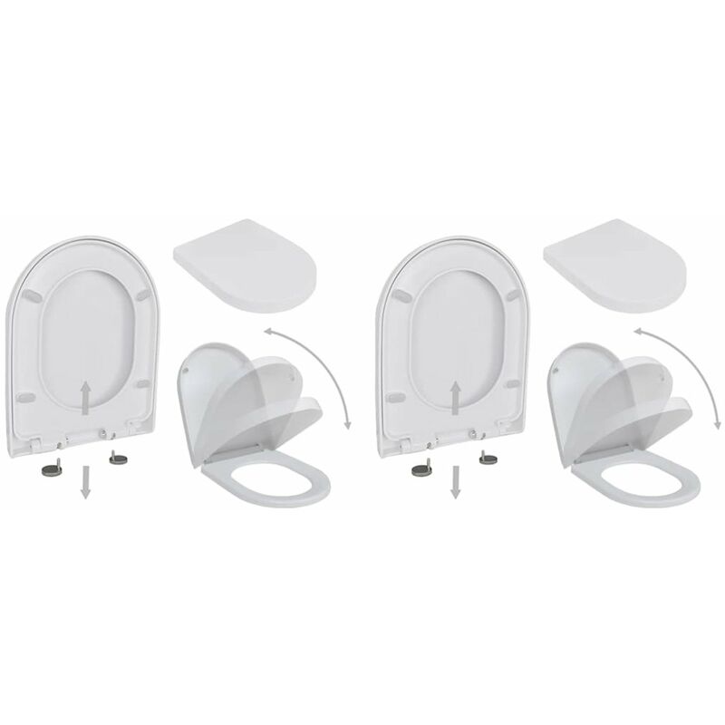 

Happyshopping - Asientos inodoro con tapas cierre suave 2 uds plastico blanco