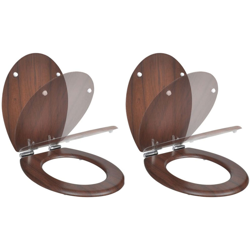 

Happyshopping - Asientos inodoro con tapas de cierre suave 2 uds MDF marron