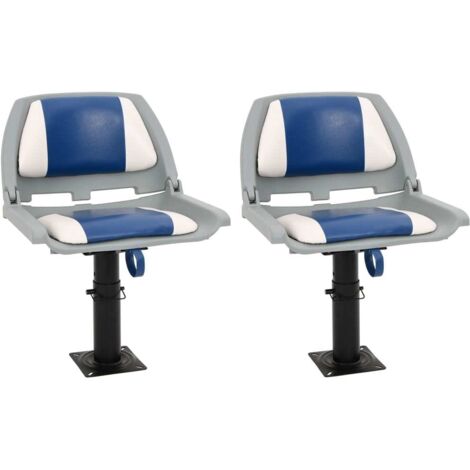 Asientos plegables de barco 4 uds azul y blanco 48x51x41 cm