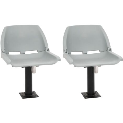 Asientos plegables de barco sin cojín gris 4 uds 48x51x41 cm